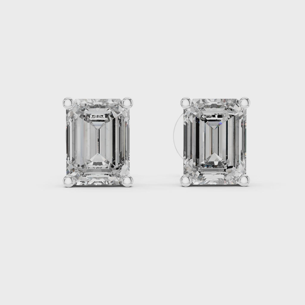 Gold Earrings ER-0007, White Gold, 360 video