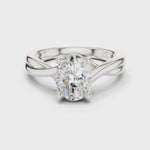 Gold Twisted Band Solitaire Engagement Ring, Oval center stone, White Gold, 360 video