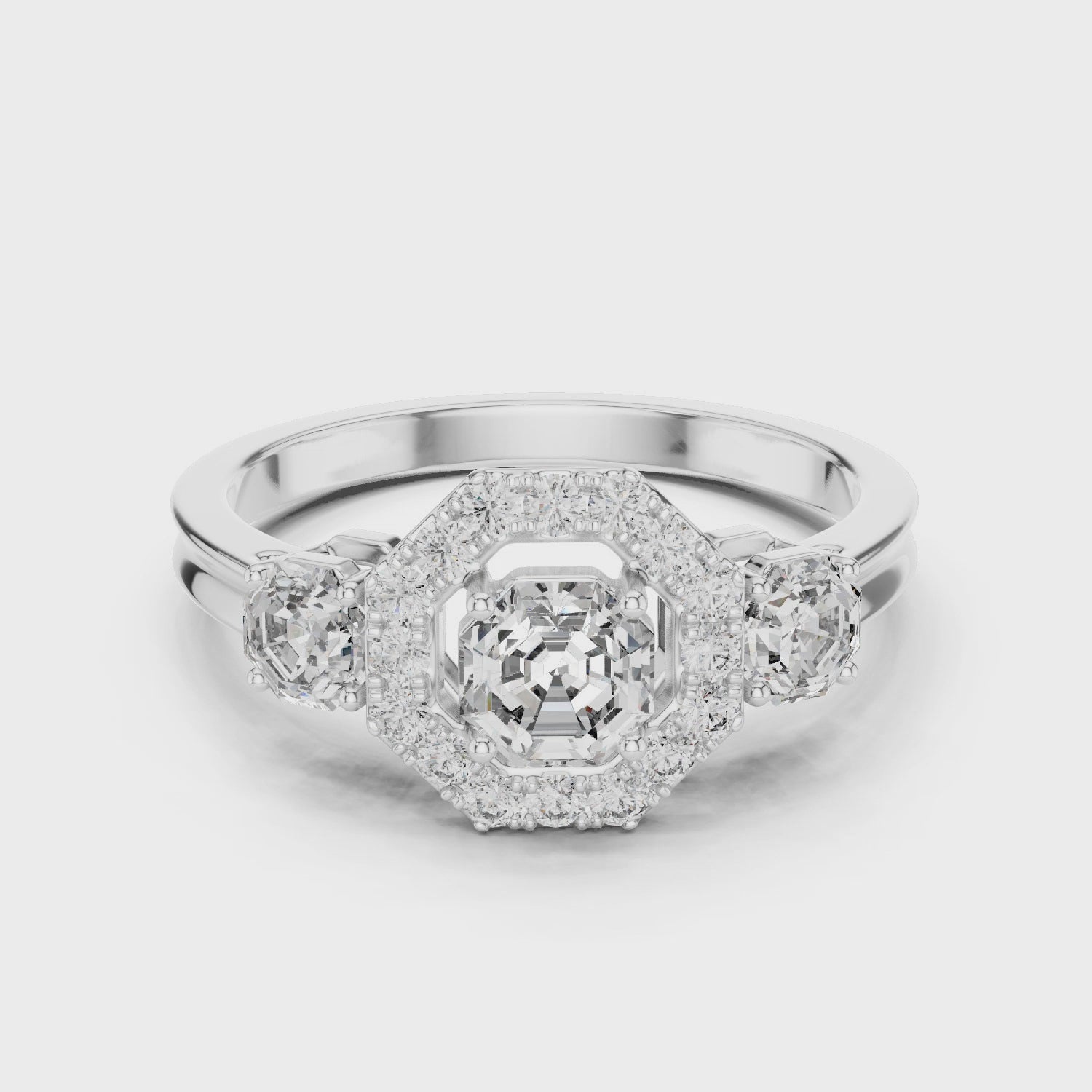 Gold Ring LR-0032, White Gold, 360 video