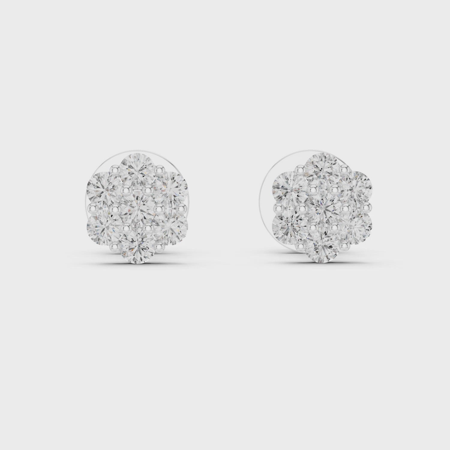 Gold Earrings L2-27-10001E, White Gold, 360 video