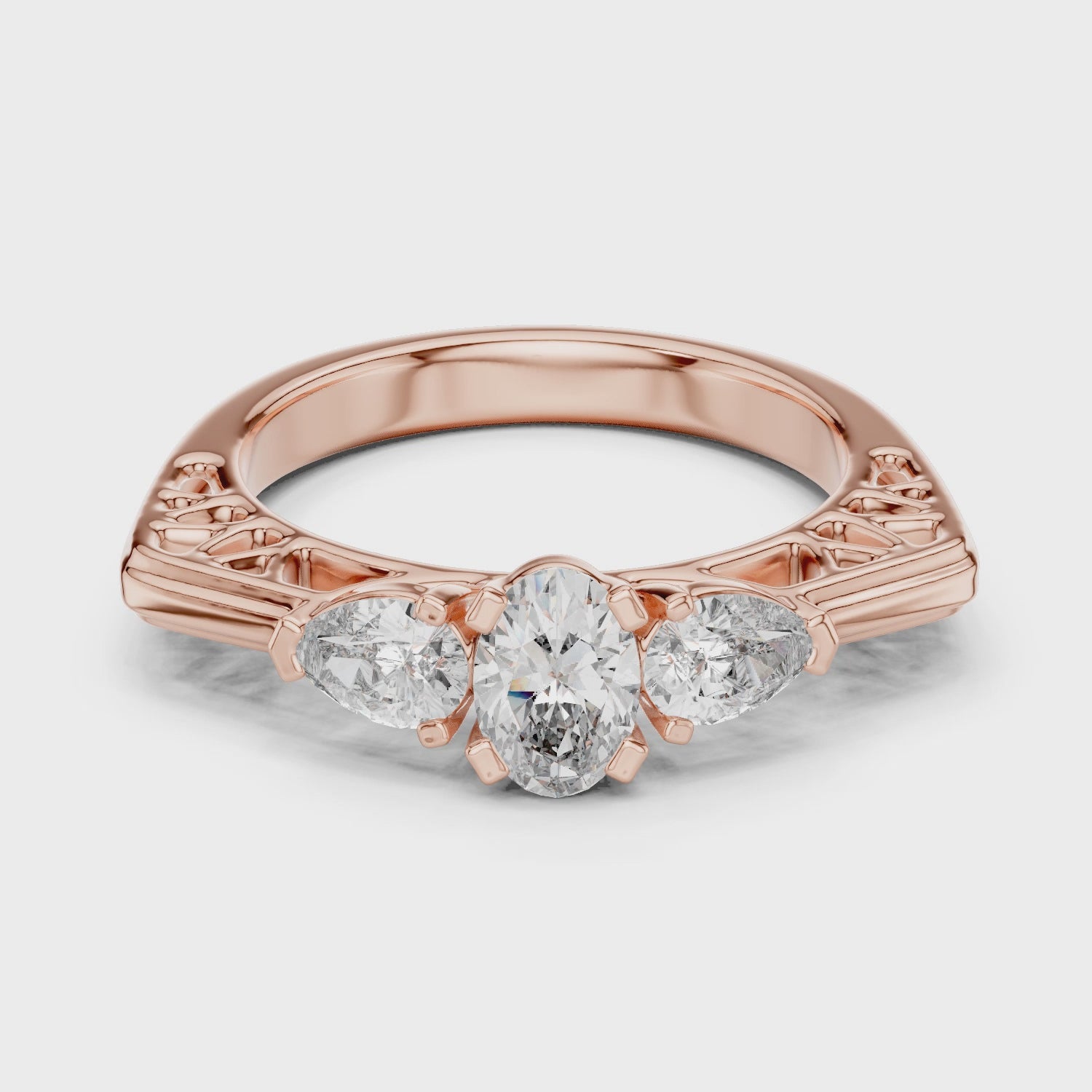 Gold Ring LR-0031, Rose Gold, 360 video