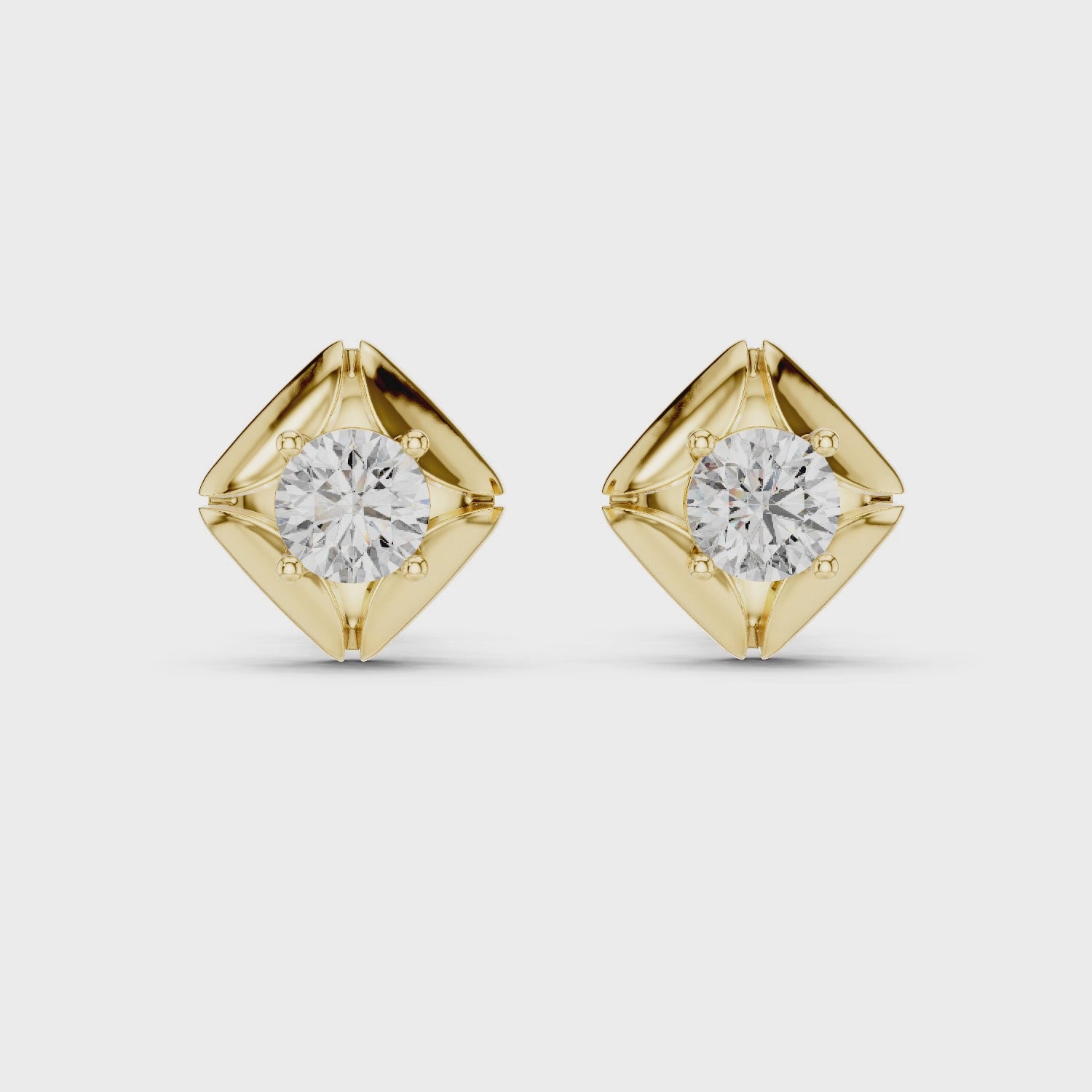 Gold Earrings ER-0019, Yellow Gold, 360 video