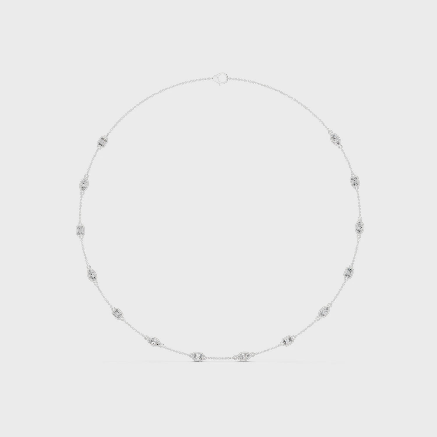 Gold Necklace GNK-0018, White Gold, 360 video