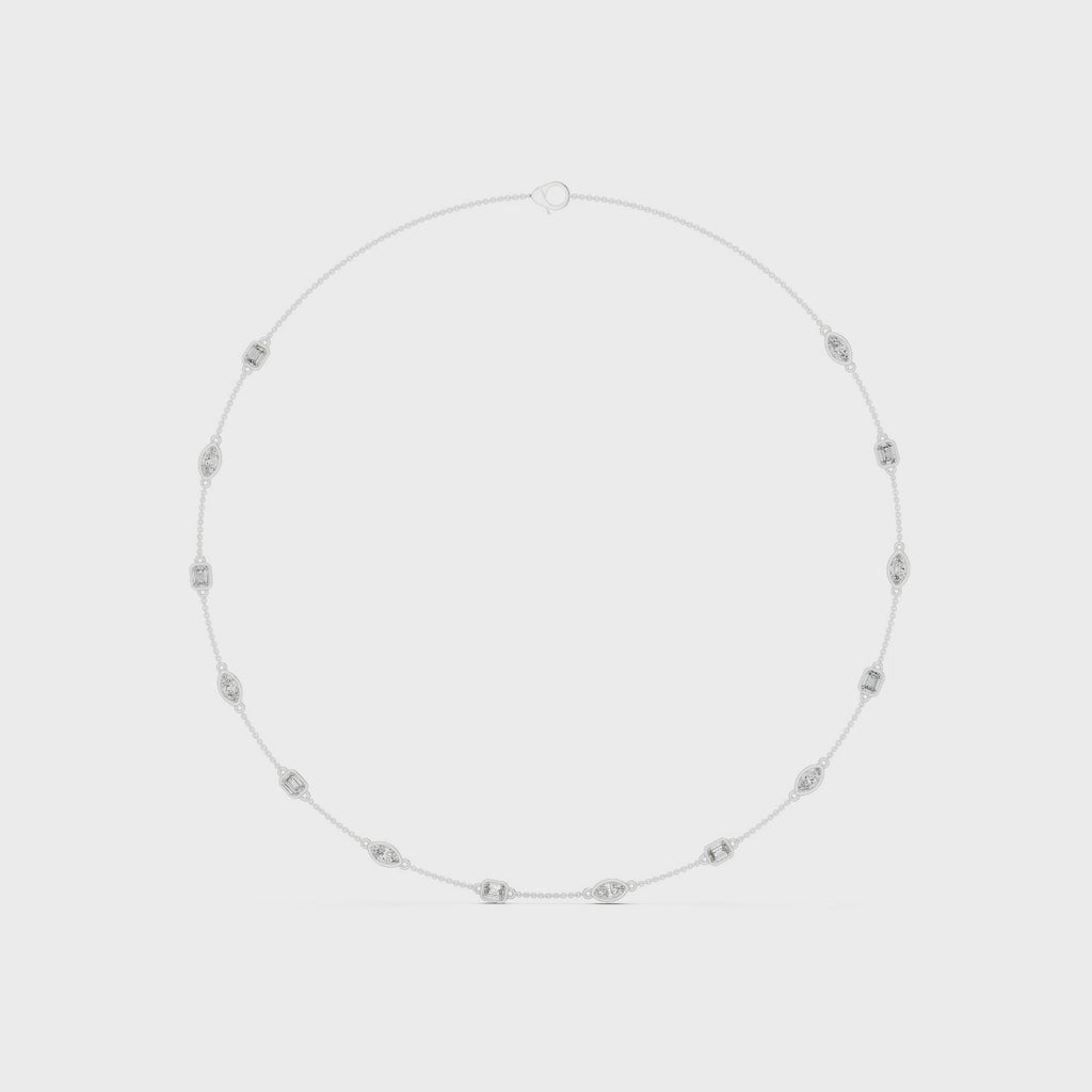 Gold Necklace GNK-0018, White Gold, 360 video