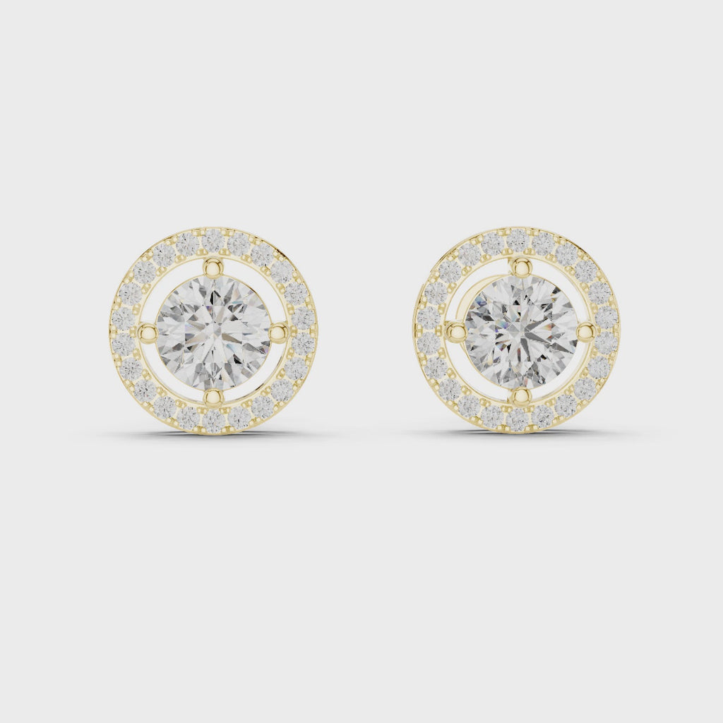 Gold Earrings ER-0008, Yellow Gold, 360 video