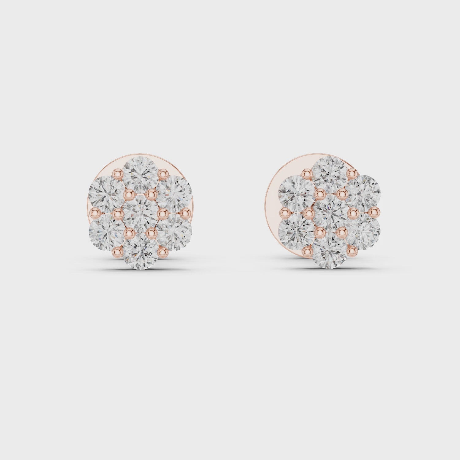 Gold Earrings L2-27-10001E, Rose Gold, 360 video