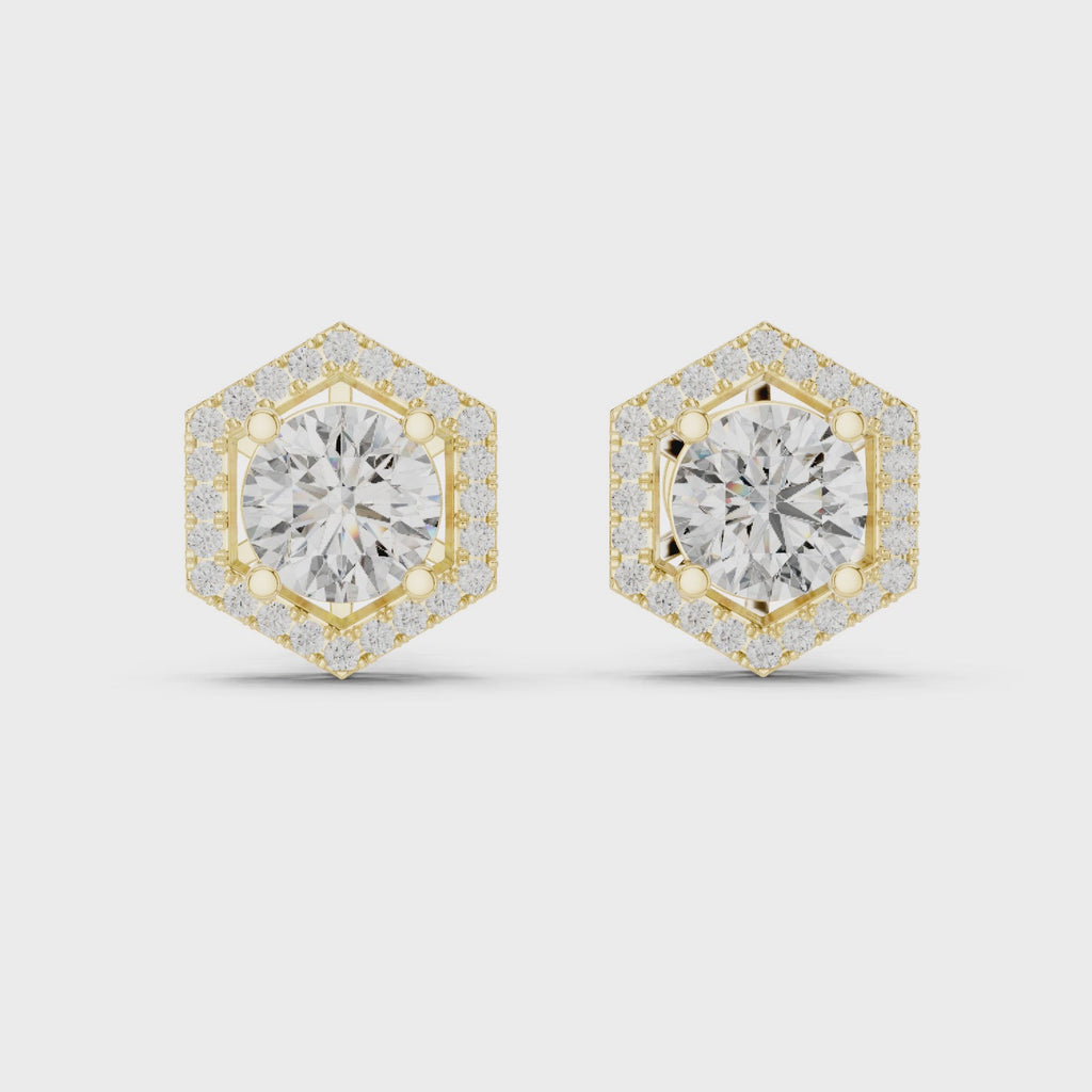 Gold Earrings ER-0013, Yellow Gold, 360 video