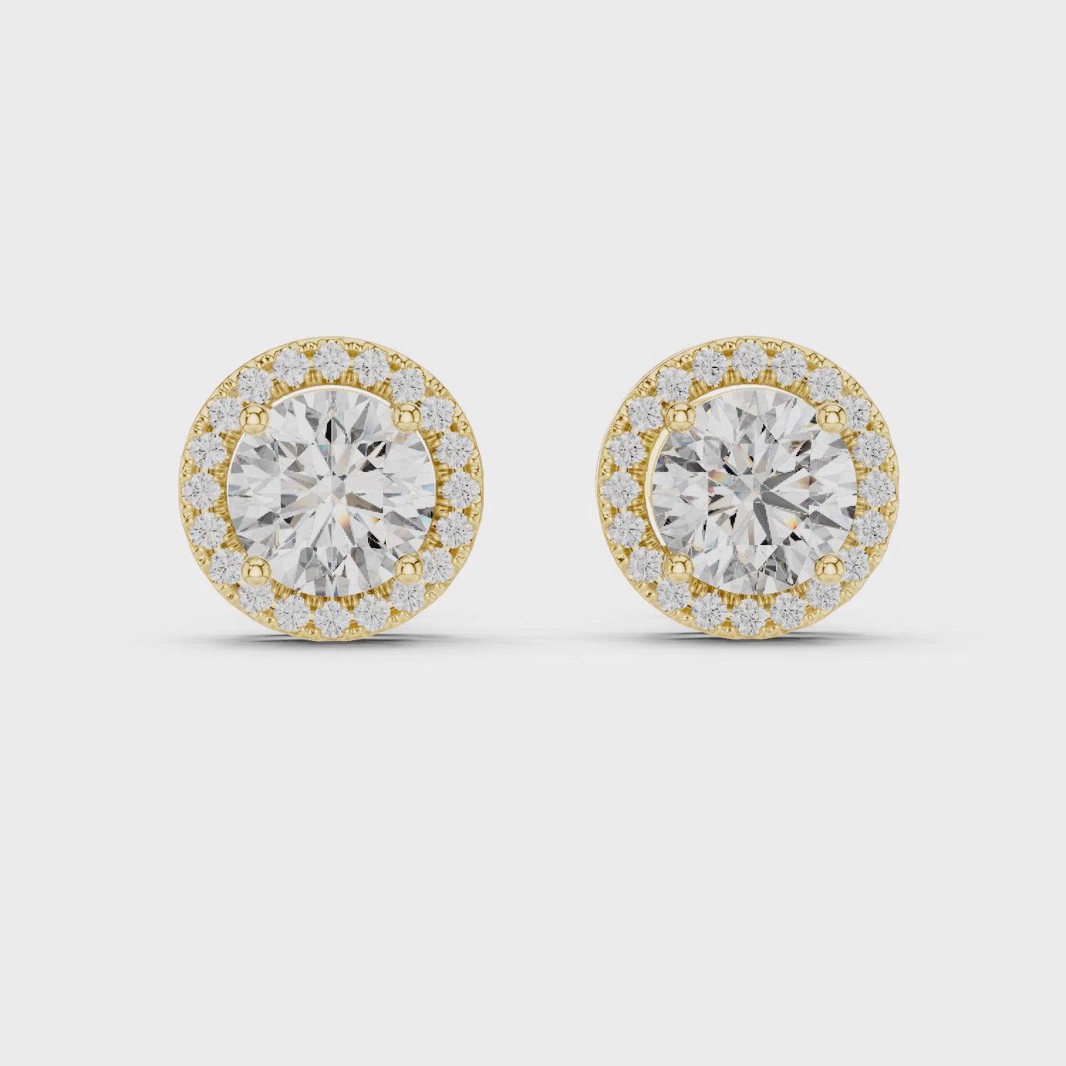 Gold Earrings ER-0015, Yellow Gold, 360 video