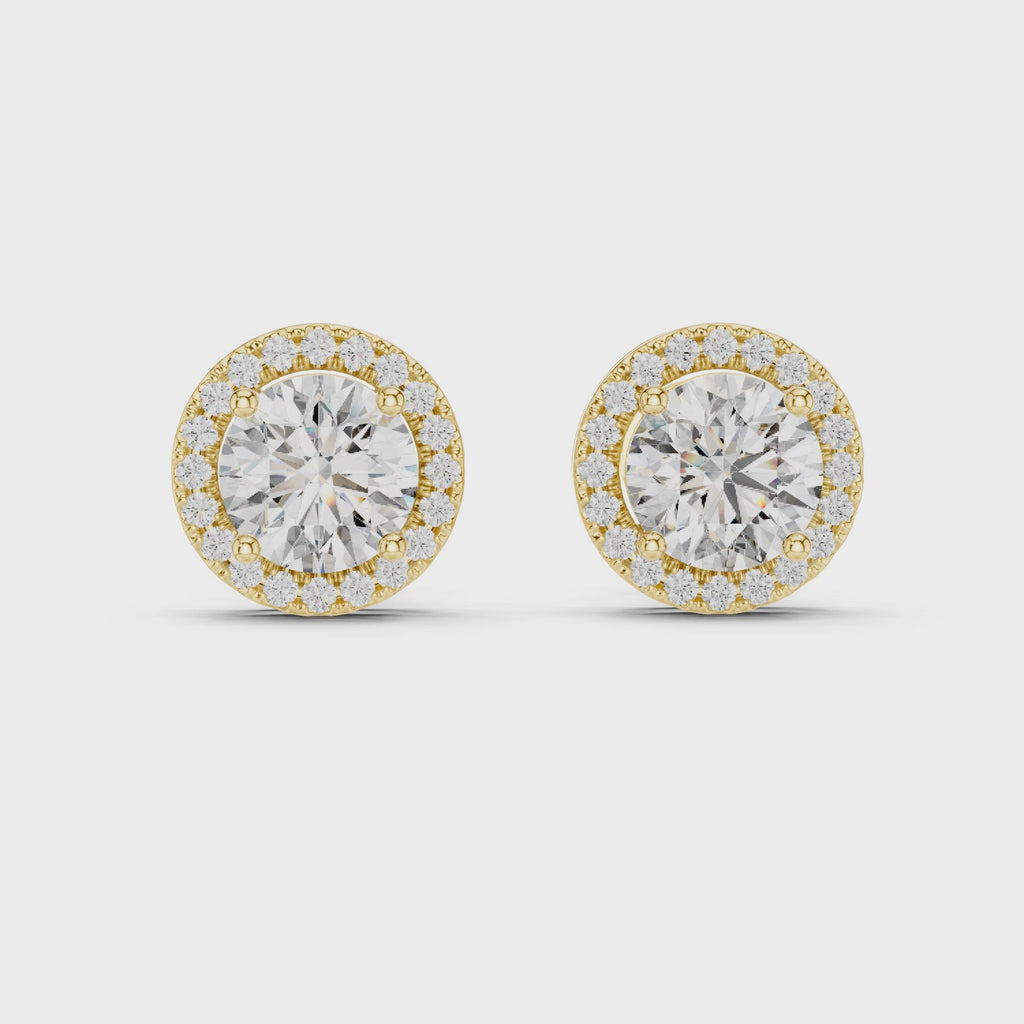 Gold Earrings ER-0015, Yellow Gold, 360 video