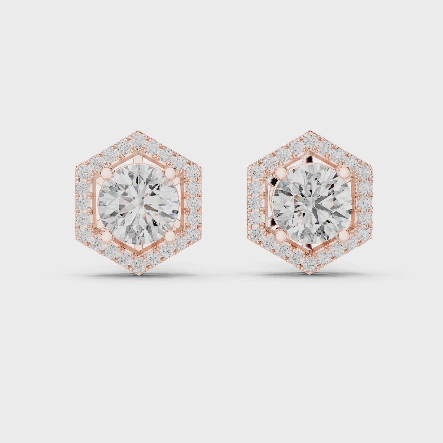 Gold Earrings ER-0013, Rose Gold, 360 video