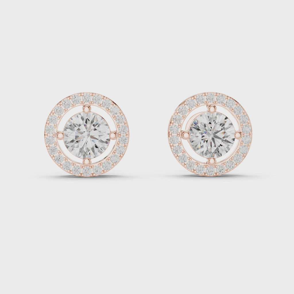 Gold Earrings ER-0008, Rose Gold, 360 video