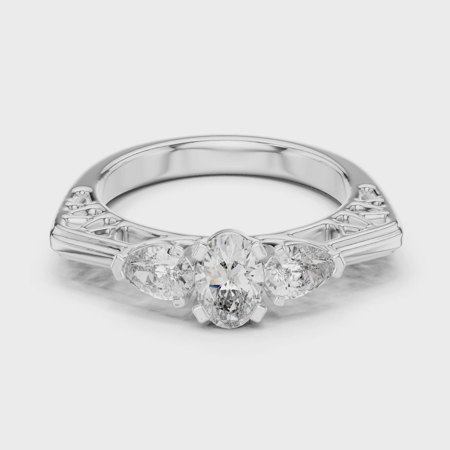 Gold Ring LR-0031, White Gold, 360 video