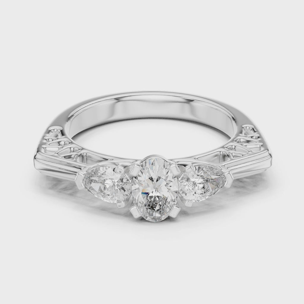 Gold Ring LR-0031, White Gold, 360 video