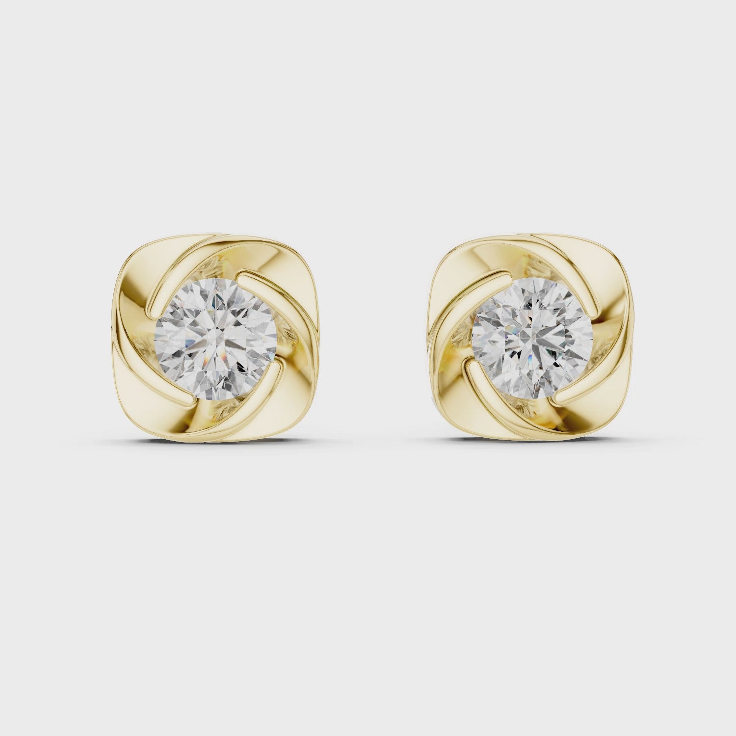 Gold Earrings ER-0020, Yellow Gold, 360 video
