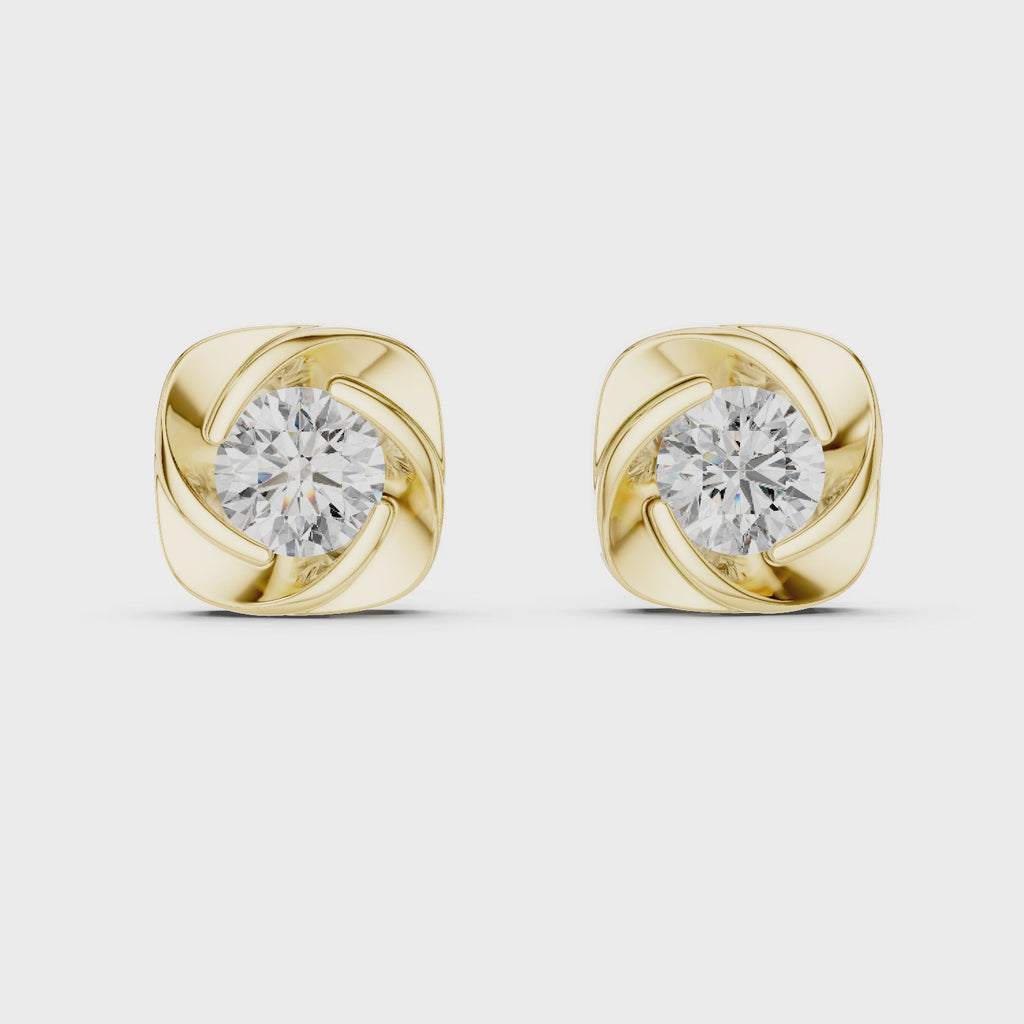 Gold Earrings ER-0020, Yellow Gold, 360 video