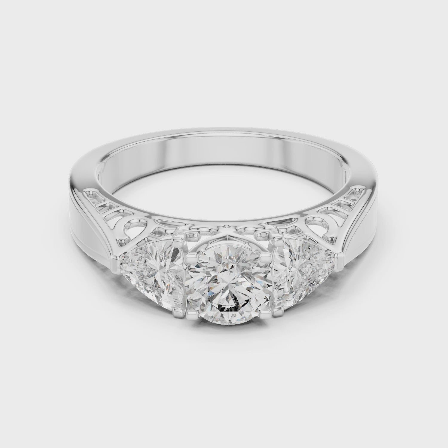 Gold Ring LR-0029, White Gold, 360 video