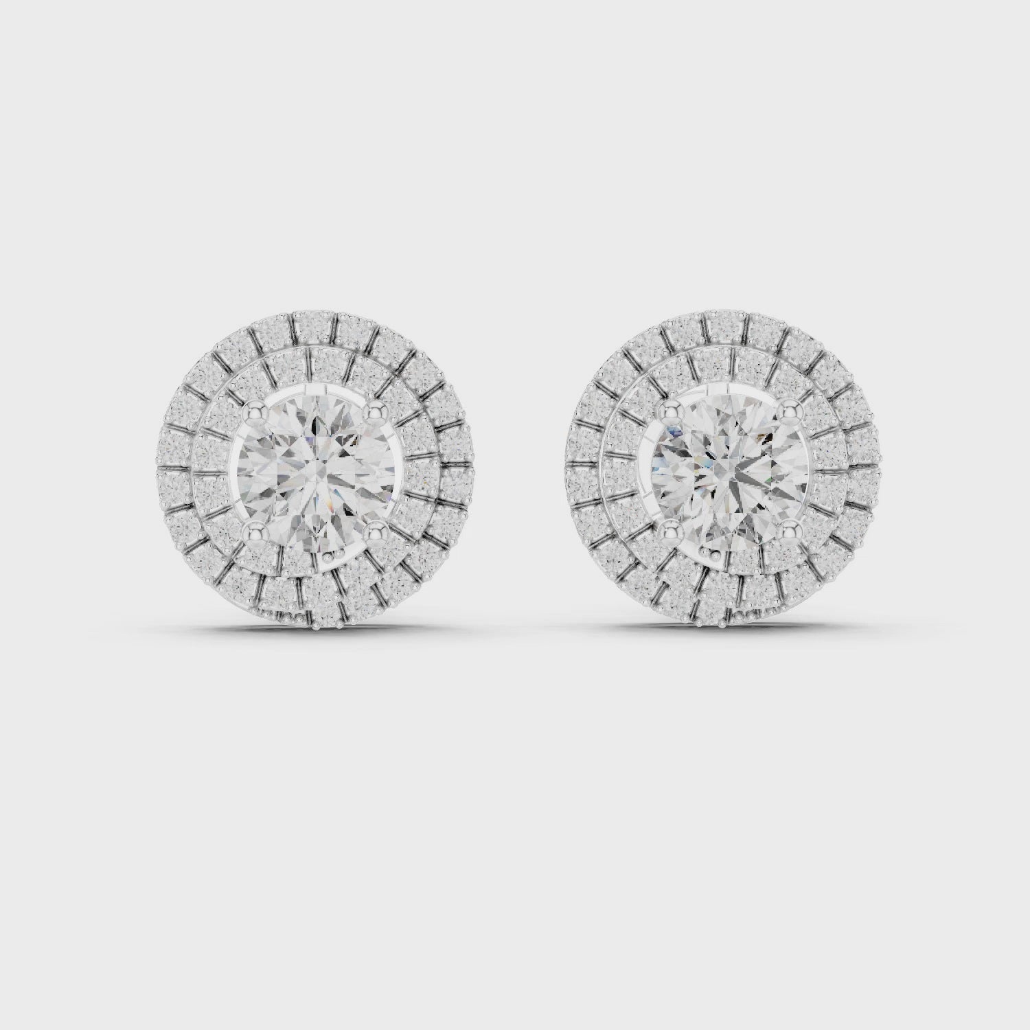 Gold Earrings ER-0017, White Gold, 360 video