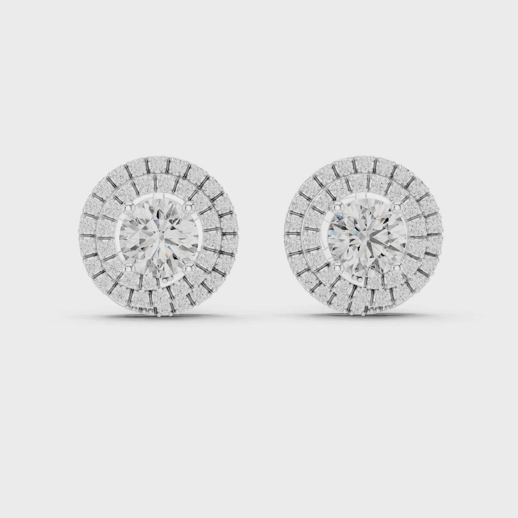 Gold Earrings ER-0017, White Gold, 360 video