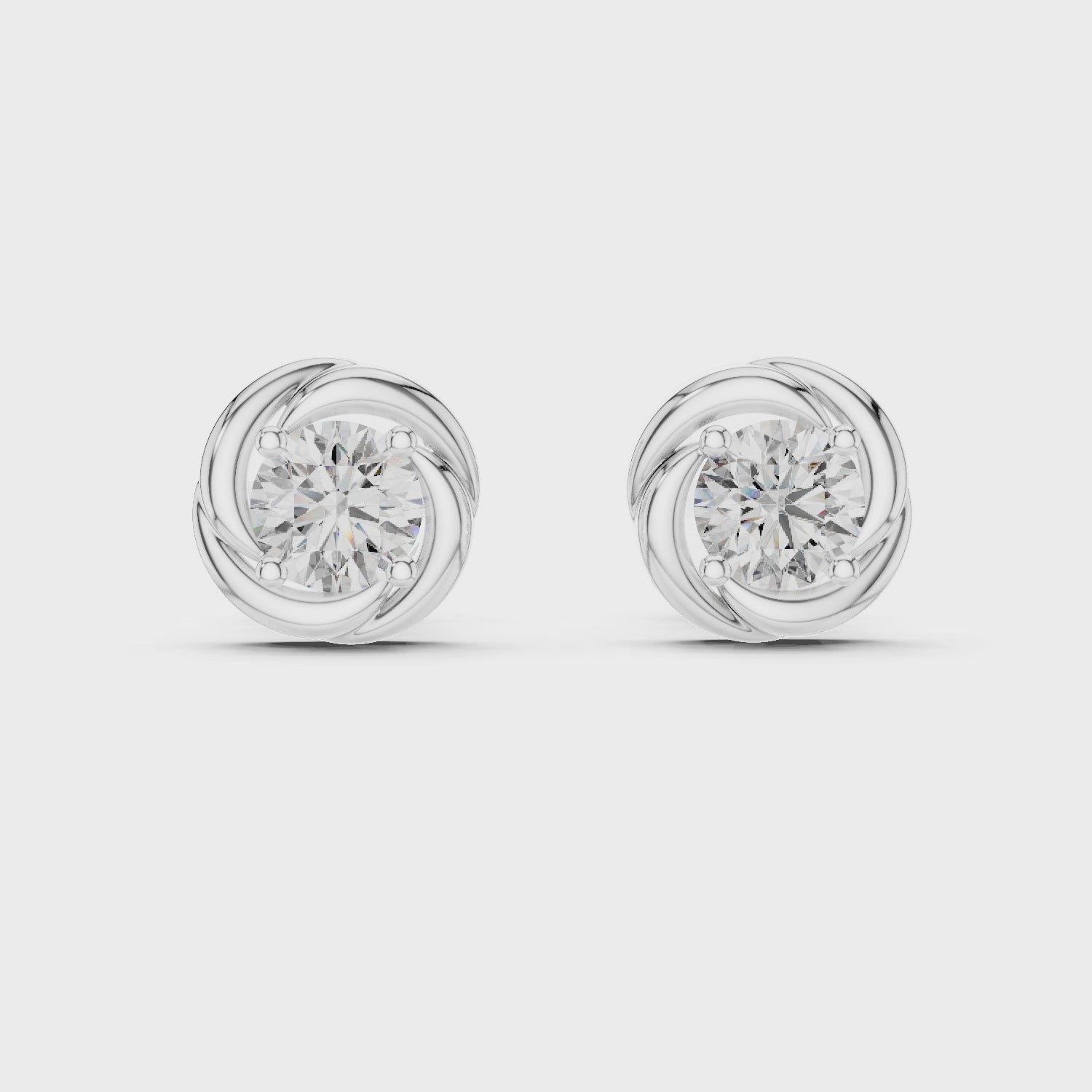 Gold Earrings ER-0018, White Gold, 360 video