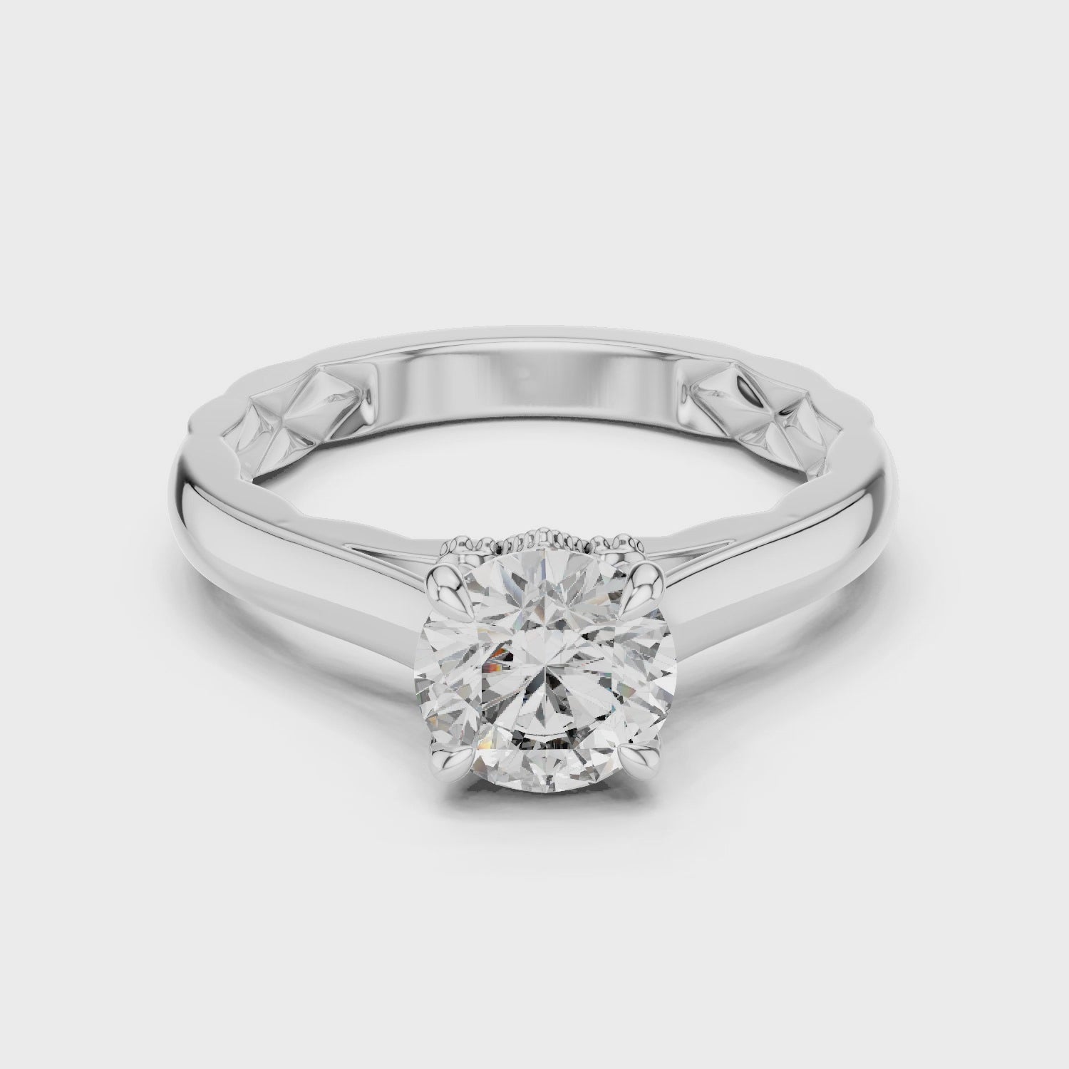 Gold Ring LR-0044, White Gold, 360 video