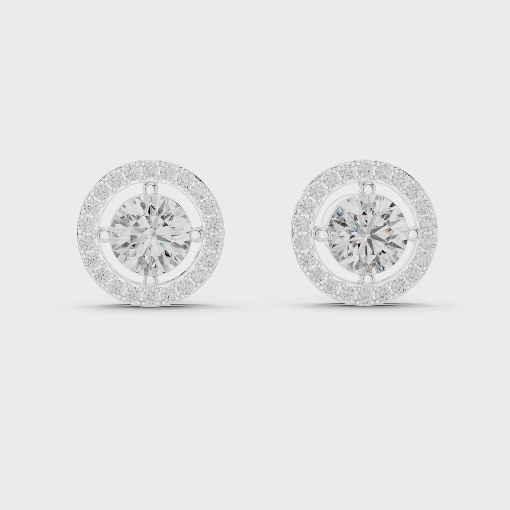 Gold Earrings ER-0008, White Gold, 360 video