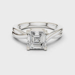 Gold Twisted Band Solitaire Engagement Ring, Asscher center stone, White Gold, 360 video