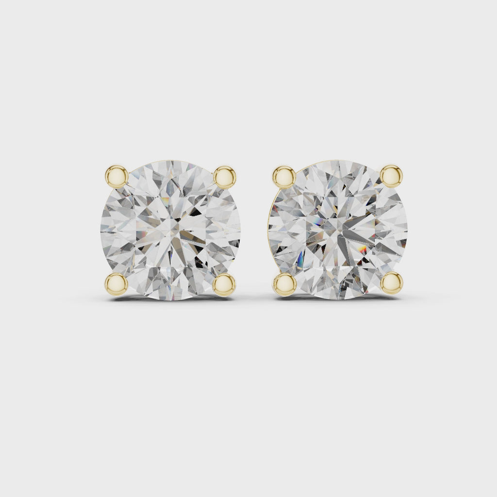 Gold Earrings ER-0001, Yellow Gold, 360 video