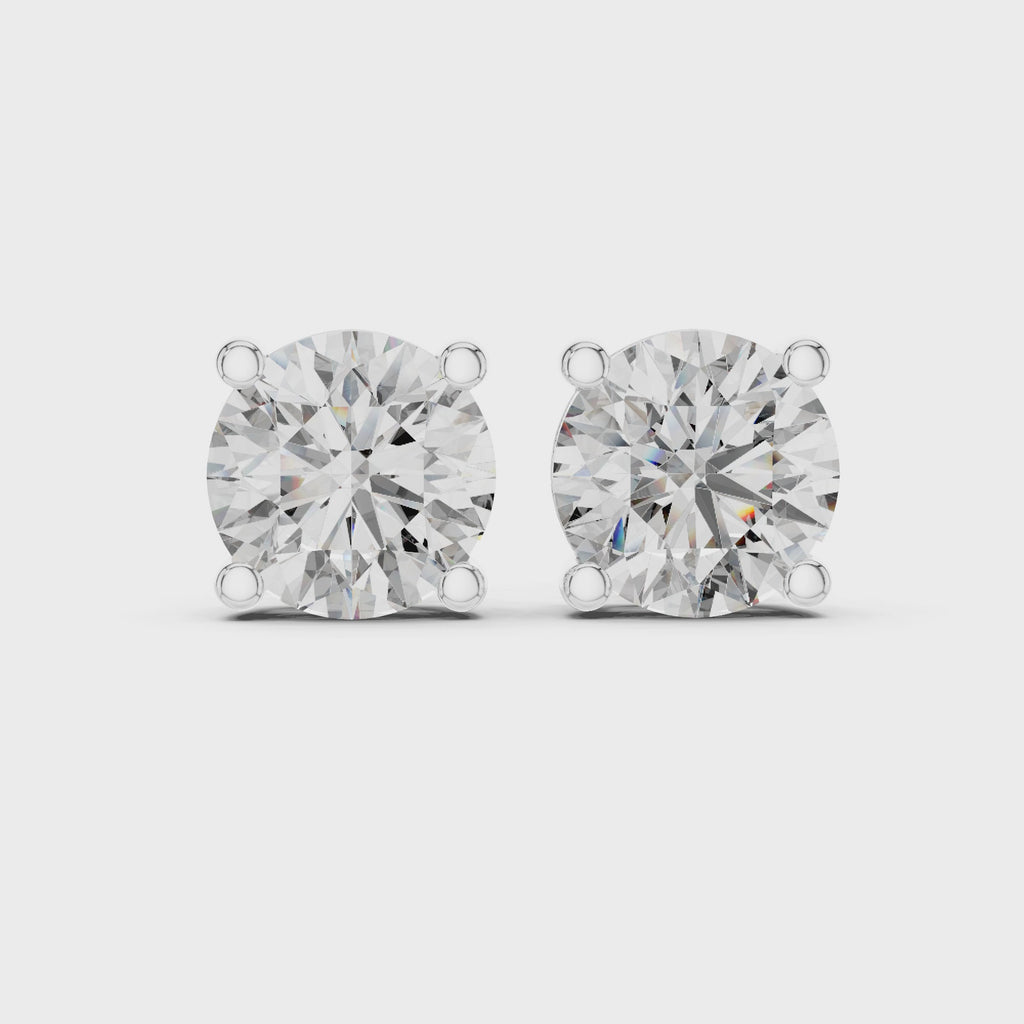 Gold Earrings ER-0001, White Gold, 360 video