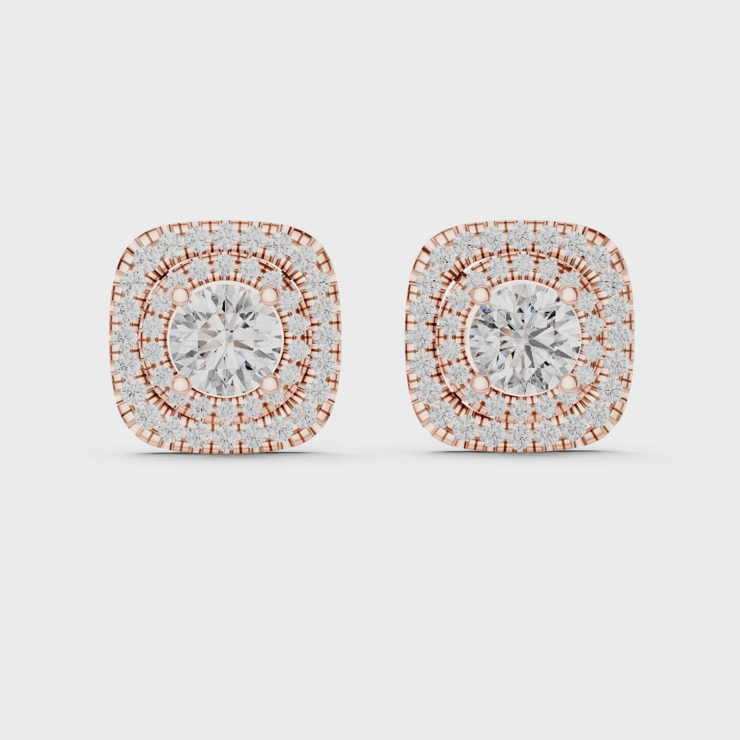 Gold Earrings ER-0010, Rose Gold, 360 video