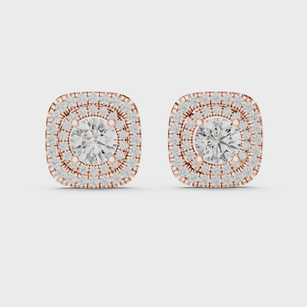 Gold Earrings ER-0010, Rose Gold, 360 video