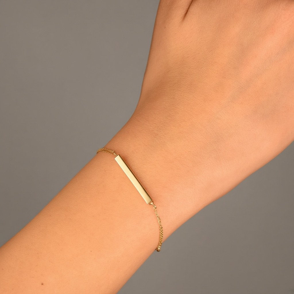 Gold Bar Urn Bracelet (14K), worn